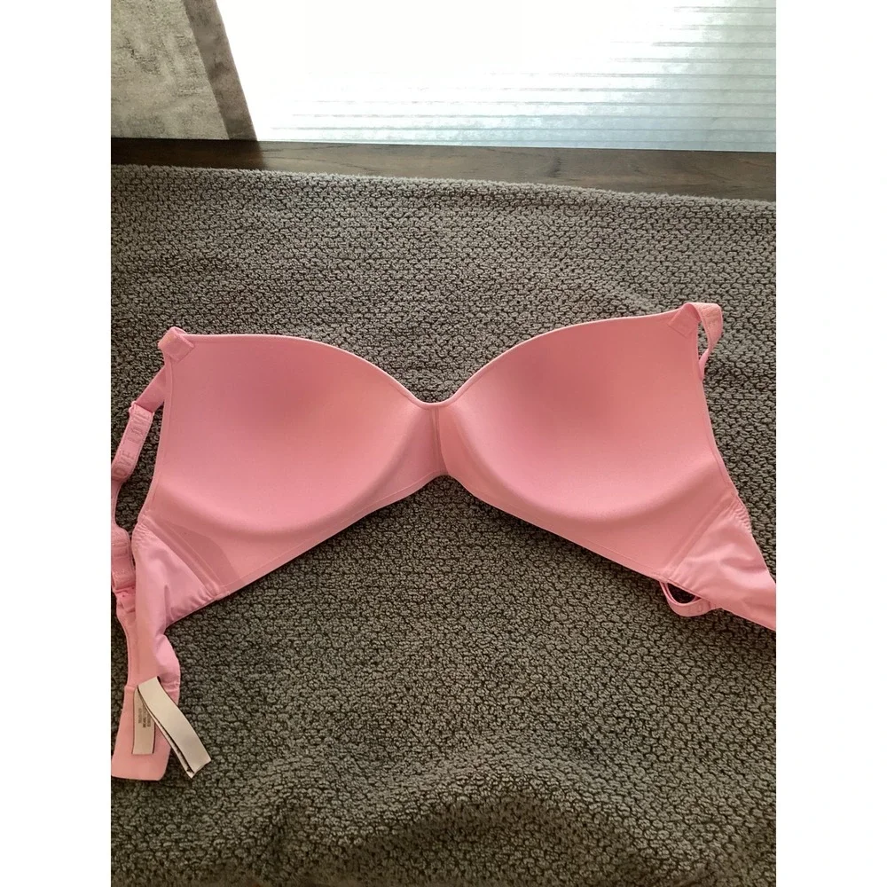 Victoria Secret Pink‎ T-Shirt Lightly Lined Wireless Bra 32DDD Pink Love Straps
